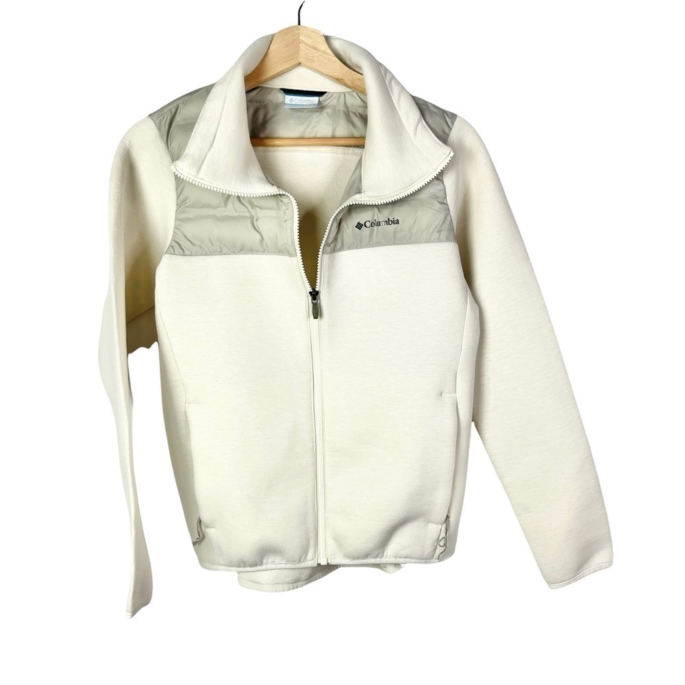 Columbia Cream & Gray Full Zip Northern Comfort Hybrid Fleece Jacket S